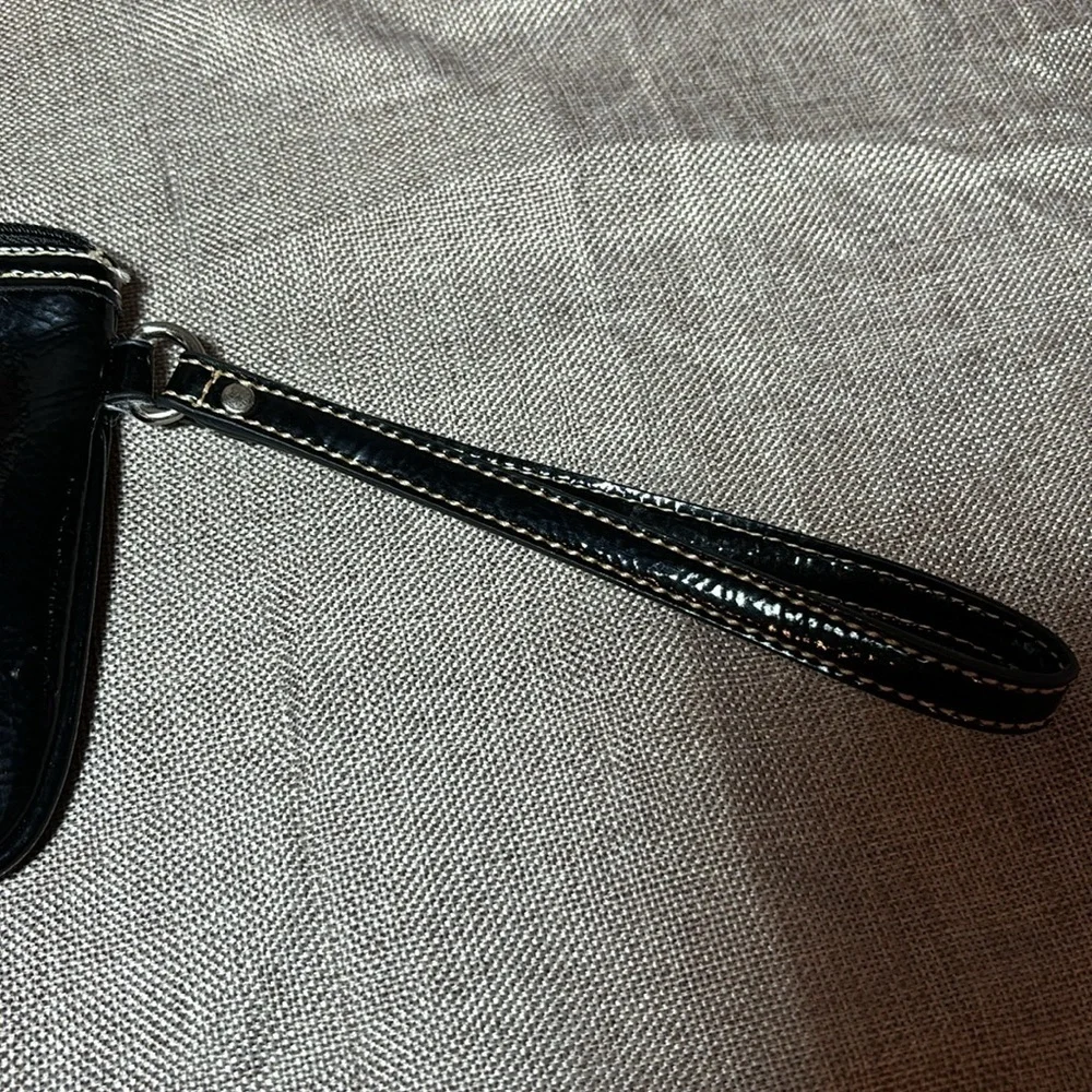 Nine West Black Patent Leather wristlet with strap
